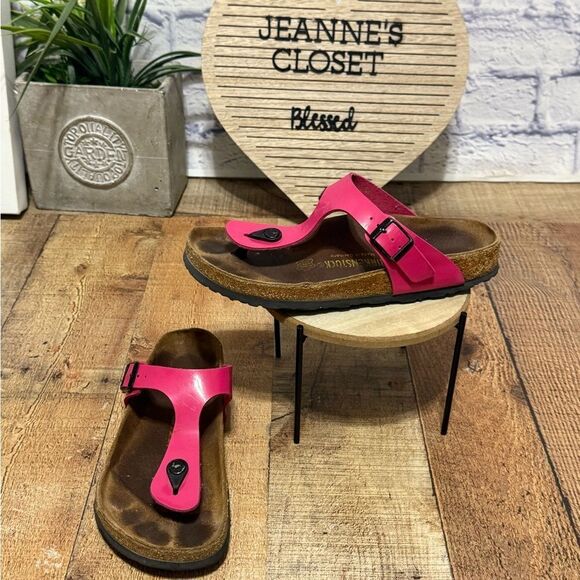 Birkenstock Womens Gizeh Patent Hot Pink Regular Width Size 38 - L 7 US - Picture 6 of 13